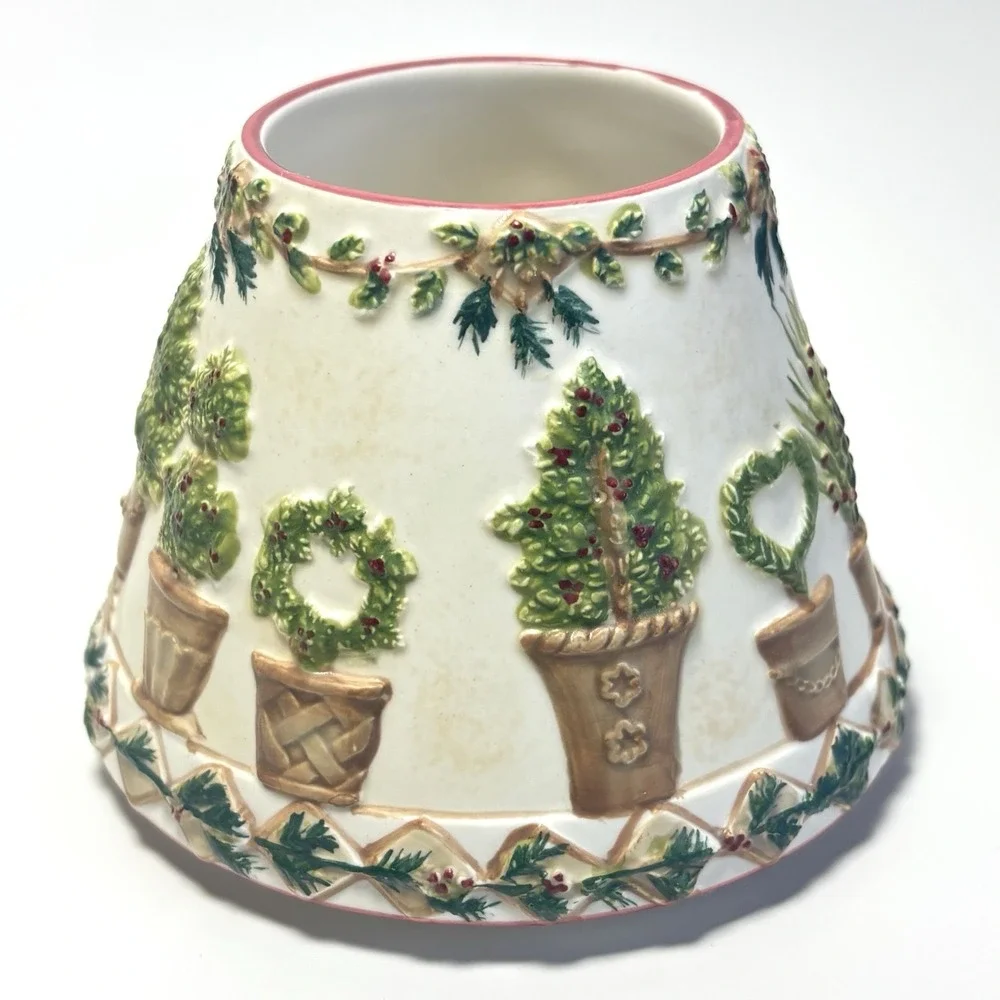 Yankee Candle Shade Topiary Topiaries Green Red Cream Rustic Small Jar 3.7 Oz